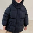 thumbnail image 5 of QUYUON Toddler Girl Rain Jacket Clearance Long Sleeve Puffer Jacket Toddler Baby Boys Girls Winter Thick Down Cotton Padded Jacket Hooded Zipper Jacket Coat Black 5T-6T, 5 of 5
