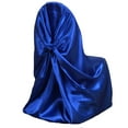 thumbnail image 4 of Balsa Circle Patriotic 10 Royal Blue Solid Satin Universal Chair Covers Slipcovers Veterans Day 4th July Military Party, 4 of 5