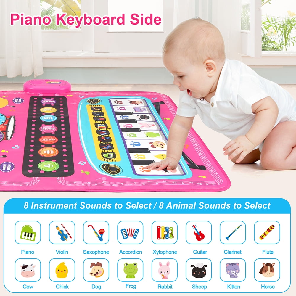 TIANLAIMEI Baby Piano Mat, 36" x 28" Drum Mat, Musical Playmat, Floor Keyboard Music Dance Touch Playmat Toy, Adjustable Volume/ Record/ Playback for Age 1-5 Years Old Toddler Boys Girls