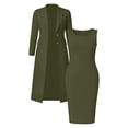 thumbnail image 4 of Business Casual Outfits for Women, 2 Piece Blazer and Dress Set, Long Sleeve Open Front Coat with Bodycon Midi Dress, 4 of 4