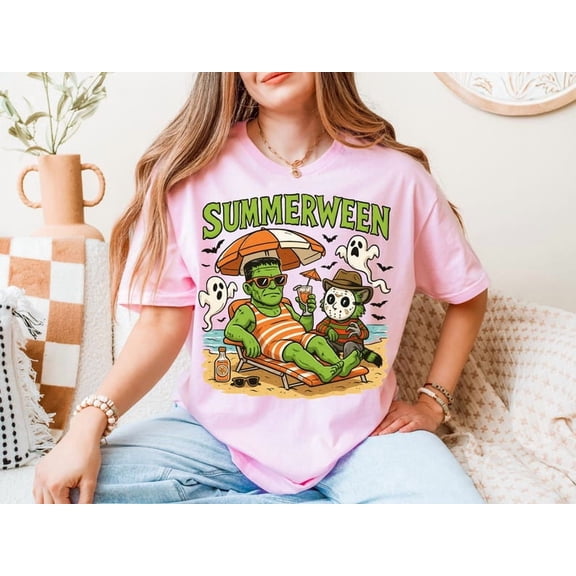 Summerween Shirt, Funny Summer-ween Tshirt, Summerween Horror Characters Shirt, Spooky Summer Tee, Halloweener Gift,Year-Round,Beach Skelly