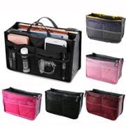 Spencer Women Travel Purse Insert Handbag Cosmetic Makeup Insert Liner Pouch Organizer Tidy Bag with 13 Pockets Compartments "Gray"