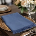 thumbnail image 5 of Cloth Napkins with Fringe Border - Set of 12 Soft Pure Cotton Blue Dinner Napkins - Reusable Lunch Brunch Spring Summer Dining Table Linen - 18 x 18 inches, 5 of 5