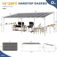 thumbnail image 3 of Leukture 12' x 20' Wall Mounted Lean to Metal Awnings with Sloped Roof Outdoor Patio Gazebo Awning for Backyard Deck White, 3 of 7