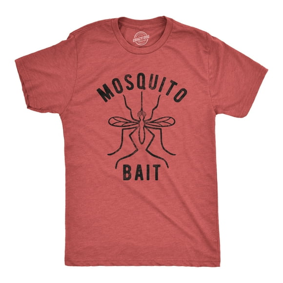 Mens Mosquito Bait T Shirt Funny Camping Campfire Outdoors Bug Bite Graphic Novelty Tee (Heather Red) - L