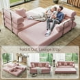 thumbnail image 3 of YINIX 78.7" Sofa Couch, Convertible Sleeper Pull Out Sofa Bed, 3 Seater Couch with 3 Pillows for Living Room, Apartment & Small Spaces, No Assembly Required,Pink, 3 of 11