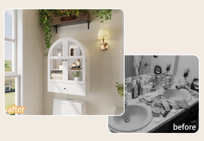 Bathroom Wall Cabinet, Medicine Cabinet with Doors, Over The Toilet Storage Cabinets Organizer for Laundry Room, Kitchen, Living Room, White