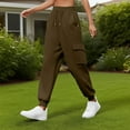 thumbnail image 6 of Womens Jogger Pants with Multi Pockets Cotton Fleece Drawstring Elastic Waist Cinch Bottom Cargo Sweatpants Loose (XL, Brown), 6 of 6