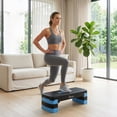 thumbnail image 2 of Soozier Aerobic Exercise Step Platform, Adjustable Aerobic Stepper, Blue, 2 of 10