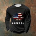 thumbnail image 2 of Letter Graphic T Shirts for Men Freedom Long Sleeve Tee Tops Black M, 2 of 3