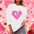 thumbnail image 5 of Enjoytime Valentine Sweatshirt for Women Lover Heart Printed Long Sleeve Tops Lightweight Fashion Casual Crew Neck Sweatshirts White L, 5 of 8