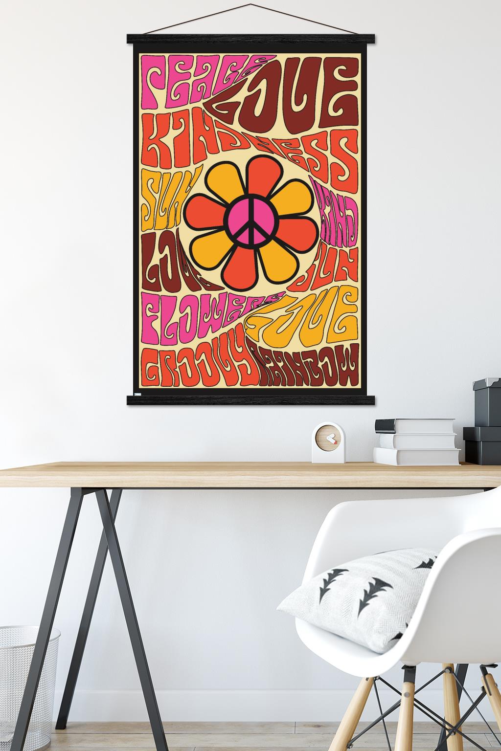 Peace, Love, and Kindness Wall Poster with Magnetic Frame, 22.375" x 34"