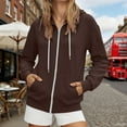 thumbnail image 2 of ZHOUCHANKIDS Zip Up Hoodie Women Oversized Y2K Sweatshirt Casual Long Sleeve Fleece Jacket Lightweight Fall Hoodies with Pockets Brown, 2 of 4