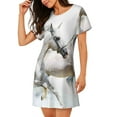 thumbnail image 2 of Sikiie Running White Horses Print Women's Short-sleeved Nightdress, Round Neck Pullover Nightdress Pajamas Summer Home Wear, 2 of 6