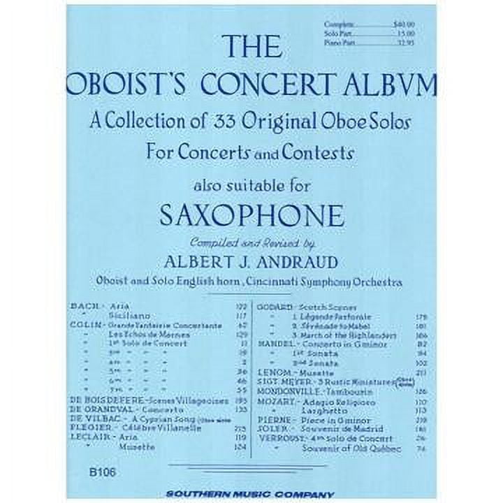 Southern Oboist's Concert Album (Oboe) Southern Music Series Arranged by Albert Andraud