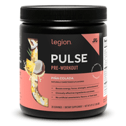 مكمل ما قبل التمرين Legion Athletics Pulse، توت أزرق، محلى بشكل طبيعي بدون إضافة سكر، 350 مجم كافيين، 20 وجبة، مسحوق طاقة وتركيز عالي الأداء