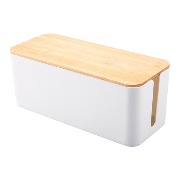 Caja de gestión de cables Caja de cables portátil a prueba de agua para oficina (S Bamboo White) Tmvgtek Libre de BPA