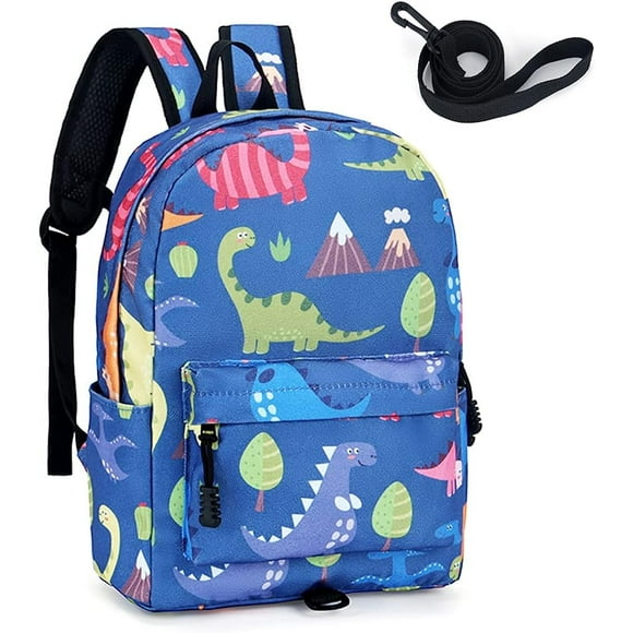 Sac à Dos pour Enfants, Sac à Dos Anti-Perte Dinosaure, Sac à Dos d'École Maternelle avec Harnais de Sécurité et Laisse, Sac d'École (Bleu Foncé)