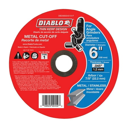 

Diablo 6 in. Dia. x 7/8 in. Aluminum Oxide Metal Cut-Off Wheel 1 pk