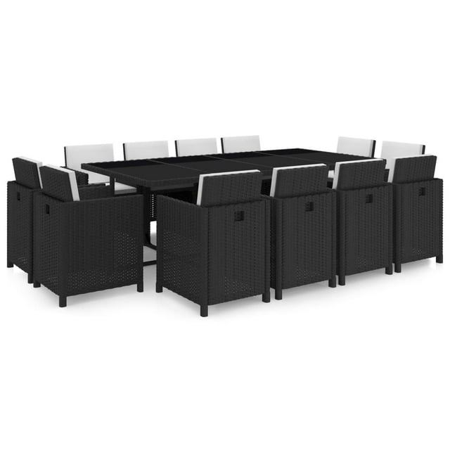vidaXL Ensemble de Salle à Manger d'Extérieur 13 Pcs avec Coussins en Rotin Synthétique Noir