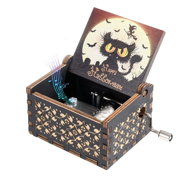 Música De Halloween Caja De Música De Madera Con Manivela Manual Regalo Para Niños Niños Niñas Sweethay HA043877-02