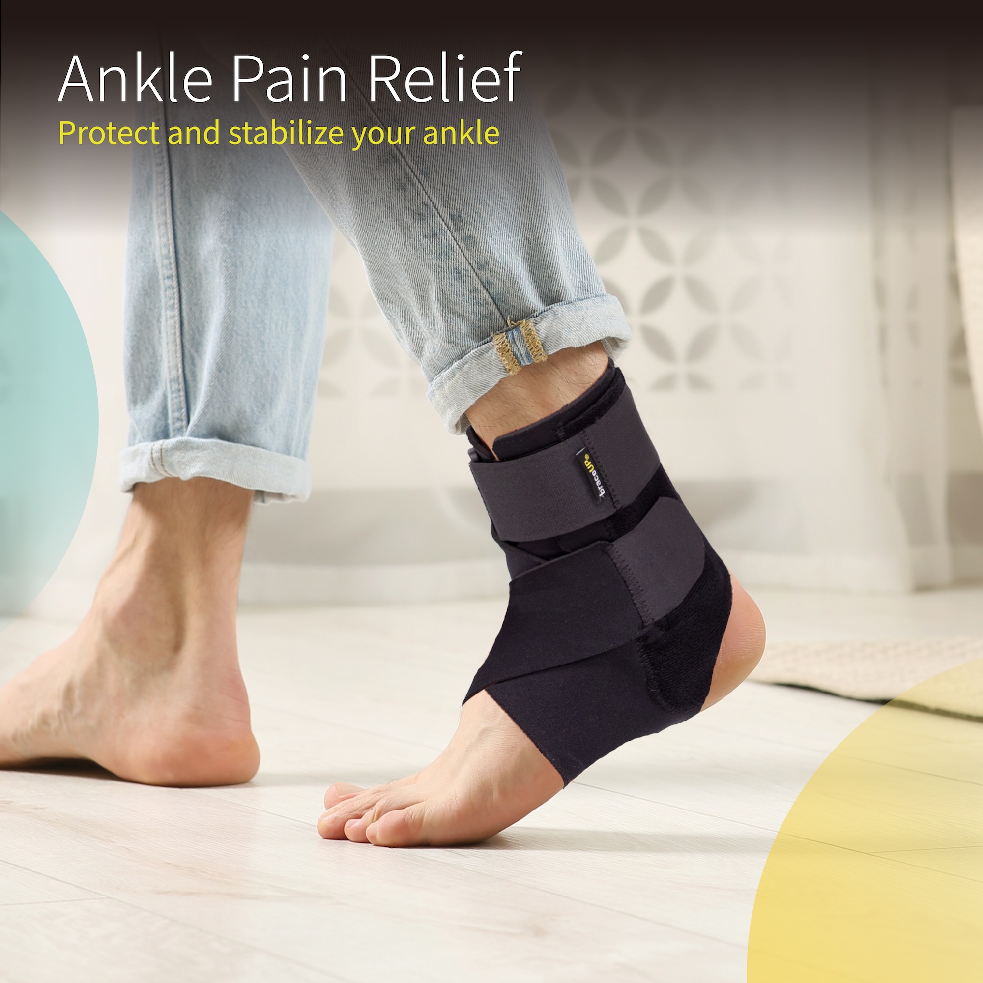 BraceUP Ankle Brace - Relieve Pain, Enhance Stability for Foot Pain, Sprained Ankle, Achilles Tendonitis