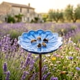 thumbnail image 4 of Bird Bath for Outside,Ceramics Bee Watering Station Bowl with Metal Stake,Flower Shaped Bee Bath for Garden,Yard & Lawn Decor,Light Blue, 4 of 6