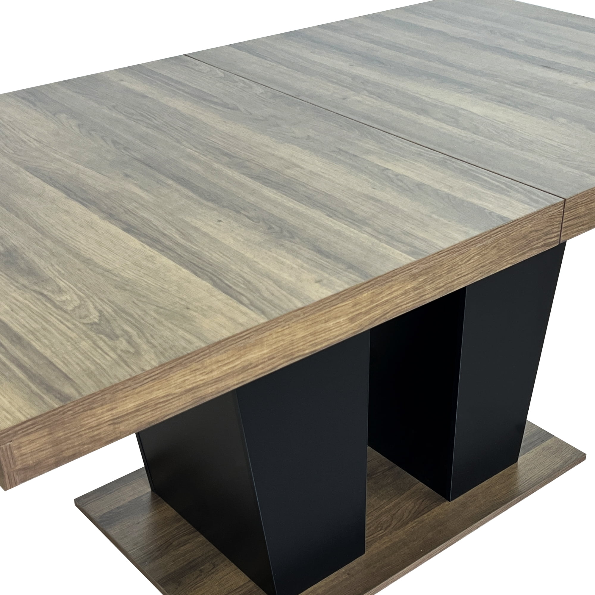 Newboti Furniture Extendable Dining Room Table for 4-10 People,Wooden Transformer Kitchen Dining Table with Black Double Sturdy Pedestal Base, Modern Expandable Large Table 47536