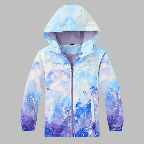 Sentmoon Girls Jackets Size 10-12 Lightweight Long Sleeve Hooded Neck Coats for Boys Waterproof Windbreaker Zippered with Print Boys Size 6 Clothes Fall and Winter for Camping 4 Years