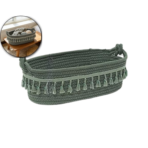 Small Basket for Gifts Empty, Woven Storage Cute Toilet Paper Storage Decorative Gift Basket, 13.38x4.72x4.72 Inch
