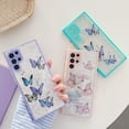thumbnail image 3 of case for Samsung Galaxy S22 Ultra Case for Women Cute Dainty Glitter Butterfly S22 Ultra Case for Girls Clear Soft TPU Camera Lens Protection Shockproof Protective Transparent Bumper 6.8 Inch (Purple), 3 of 6