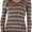 Mocha, variant on ToBeInStyle Women's Striped Classic Long Sleeve V-Neck Pullover Sweater - Mocha - Small