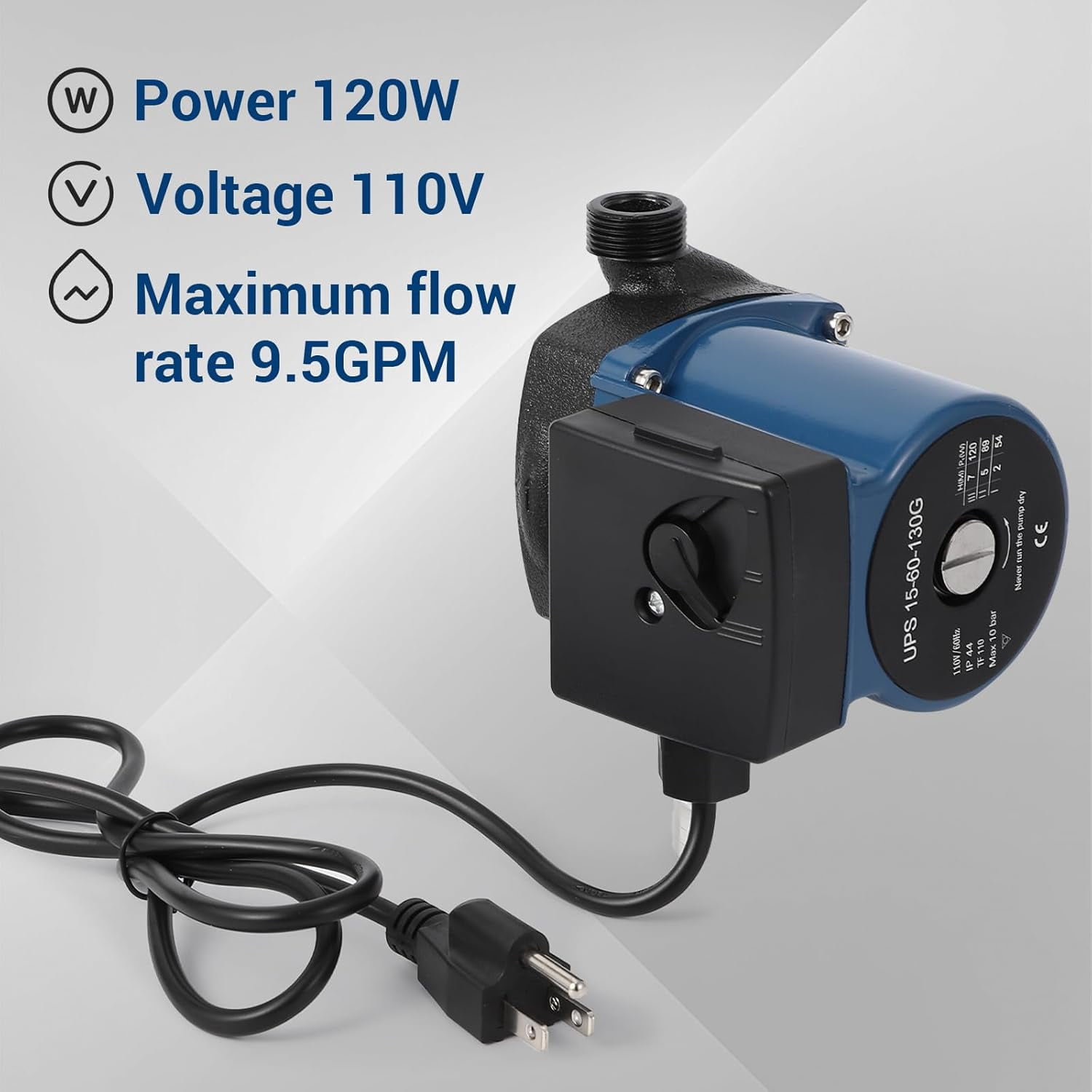 Circulation Pump,130W 8GPM Hot Water Recirculating Pump,Circulator Pump Instant Cast Iron Shield,Easy DIY Installation,Water Conservation