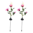 thumbnail image 2 of 2pcs LED Solar Flower Lights Waterproof Artificial Rose Garden Lamp for Outdoor LandscapePink, 2 of 8