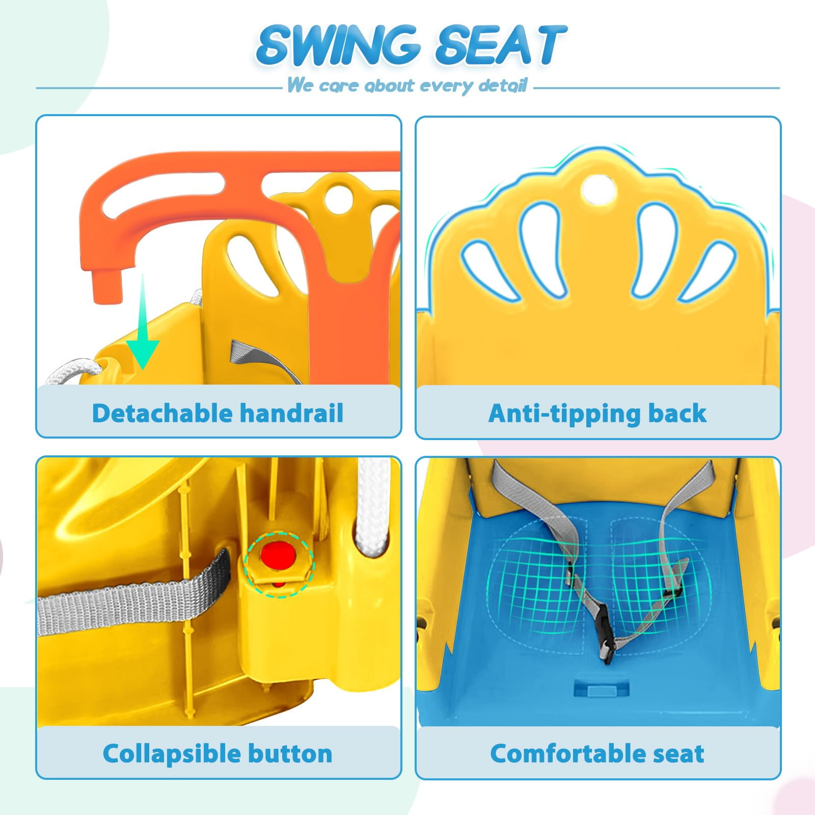 G TALECO GEAR Foldable Toddler Swing, 2 in 1 Swing Sets for Backyard, Easy to Install & Store, Blue
