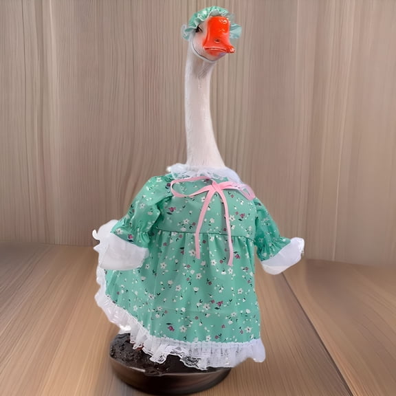 TUWAFE Porch Goose With Outfit, Large 23 Inch Decorative Garden Goose Sculpture, Seasonal Holiday Decor For Home And Yard, Changeable Costume Goose Statue