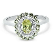 LARASO & CO Lab Created Peridot Double Halo Promise Engagement Ring for Women Size 6
