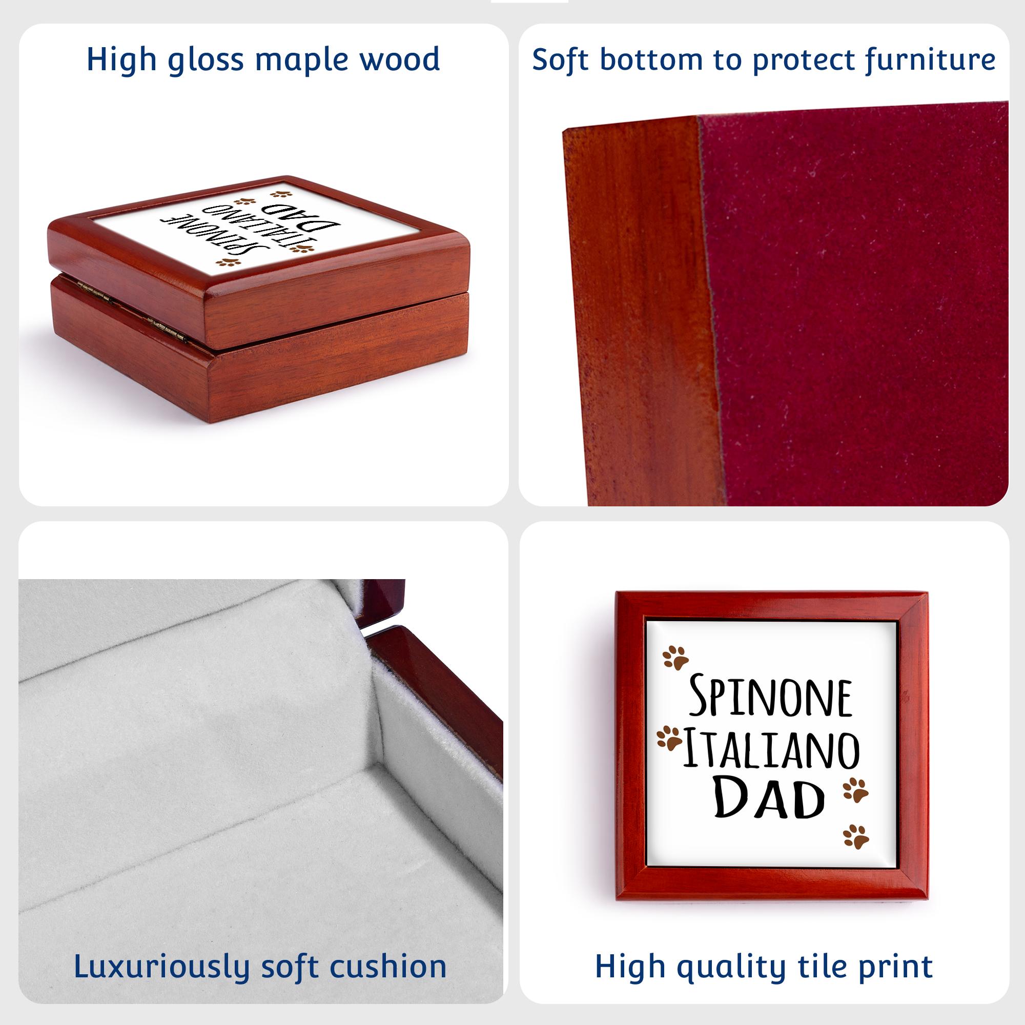 3dRose, Spinone Italiano Dog Dad - Doggie by breed - muddy brown paw prints doggy lover proud pet owner love, Jewelry Box 5.5x5.5 inch with 4 inch tile
