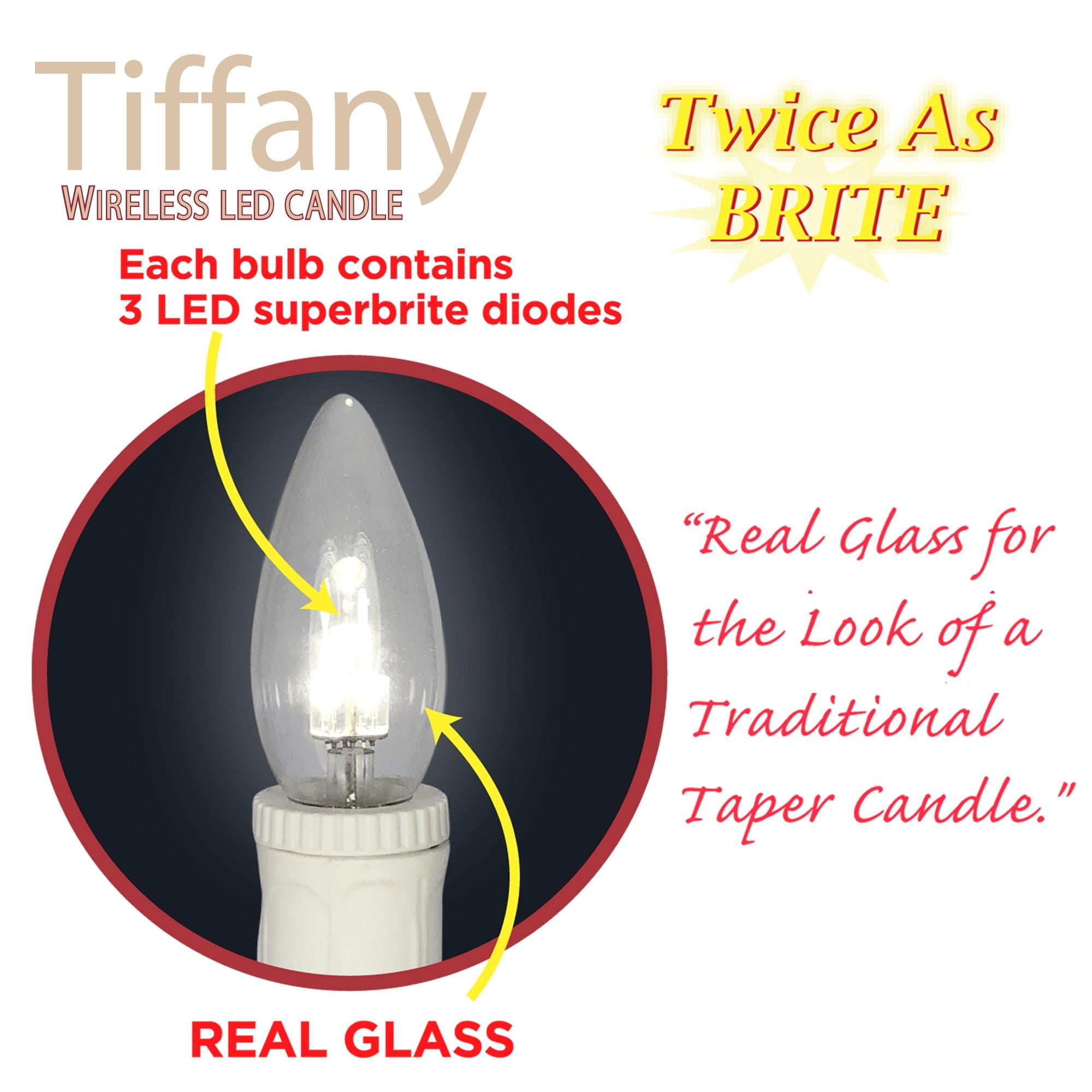Brite Star Battery Operated 10-inch Tiffany LED Candles - 4 Count Flameless Candles with Timer- Perfect for Home Décor