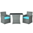 thumbnail image 2 of Costway 3PCS Patio Rattan Furniture Set Cushioned Sofa Armrest  Turquoise, 2 of 10