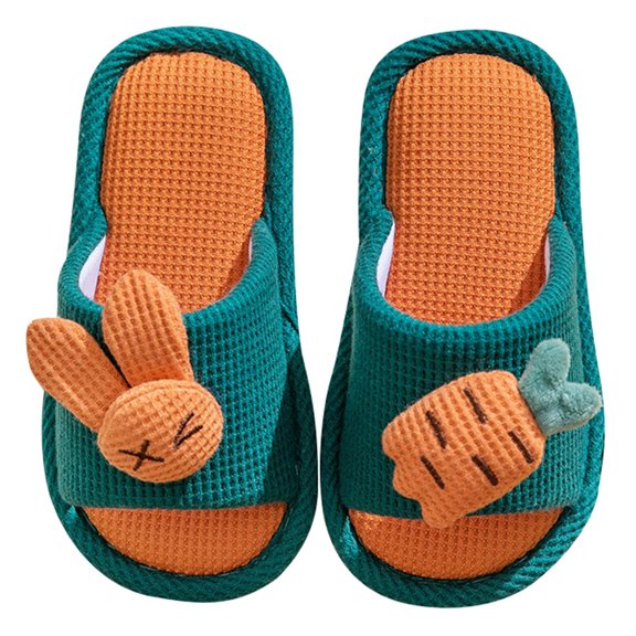 CAIVO Girls Shoes Boys Kids Home Slides Indoor Floor Cute Cartoon Soft Comfortable Non- Linen Slipper Cute Solid Color Sandals for Children