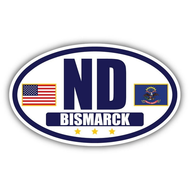 Flag of North Dakota / American Flag Oval 3M Vinyl Bumper Sticker Decal