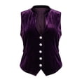 thumbnail image 5 of Yigetop Women Sleeveless Waistcoat Vest Deep V Neck Button Front Ruched Slim Corset Style Cropped Tank Top Soft Comfy Purple XXL, 5 of 5