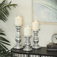thumbnail image 2 of DecMode 3 Candle Silver Mango Wood Turned Style Pillar Candle Holder, Set of 3, 2 of 8