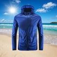 thumbnail image 2 of Sun Protection Jackets for Mens Big and Tall Hooded Long Sleeve Lightweight Windbreaker Summer Casual Outdoor Hiking Sweatshirt with Pockets Gifts for Men Blue M, 2 of 6