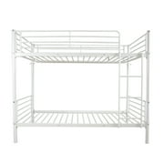 Twin over Twin Low Bunk Bed for Kids Teens Adults, Metal Bunk Bed Frame with Ladder and Safety Guardrails, Load-Bearing 330lb, Noise Free