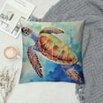 thumbnail image 2 of GOSMITH  Watercolor Ocean Turtle Seas Marine Animal Pattern Super Soft Square Pillowcase Decorative Cushion Case Cover Decor Home Sofa Bed Coastal Pillow Covers, 2 of 5