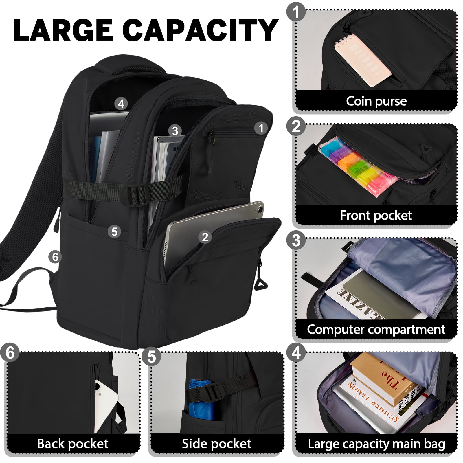 Gynky School Backpack, Large Capacity Bookbag Cute Girlish Water-Resistant Laptop Backpacks for Teen Adults Tween, Fashion Aesthetic Lightweight Travel Daypack for Women Middle School College