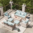 thumbnail image 5 of MEISSALIVVE Patio Furniture Set with Swivel Rocking Chairs, 8 Pieces Patio Conversation Set, Outdoor Wicker Sofa Couch with Waterproof Cushions for Lawn Backyard Porch (Red), 5 of 9