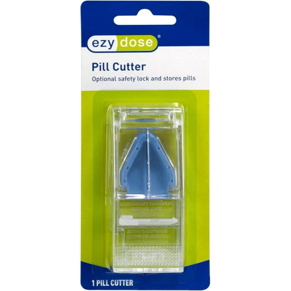 Ezy Dose Locking Pill Cutter, Cuts Pills, Vitamins and Tablets, Blue